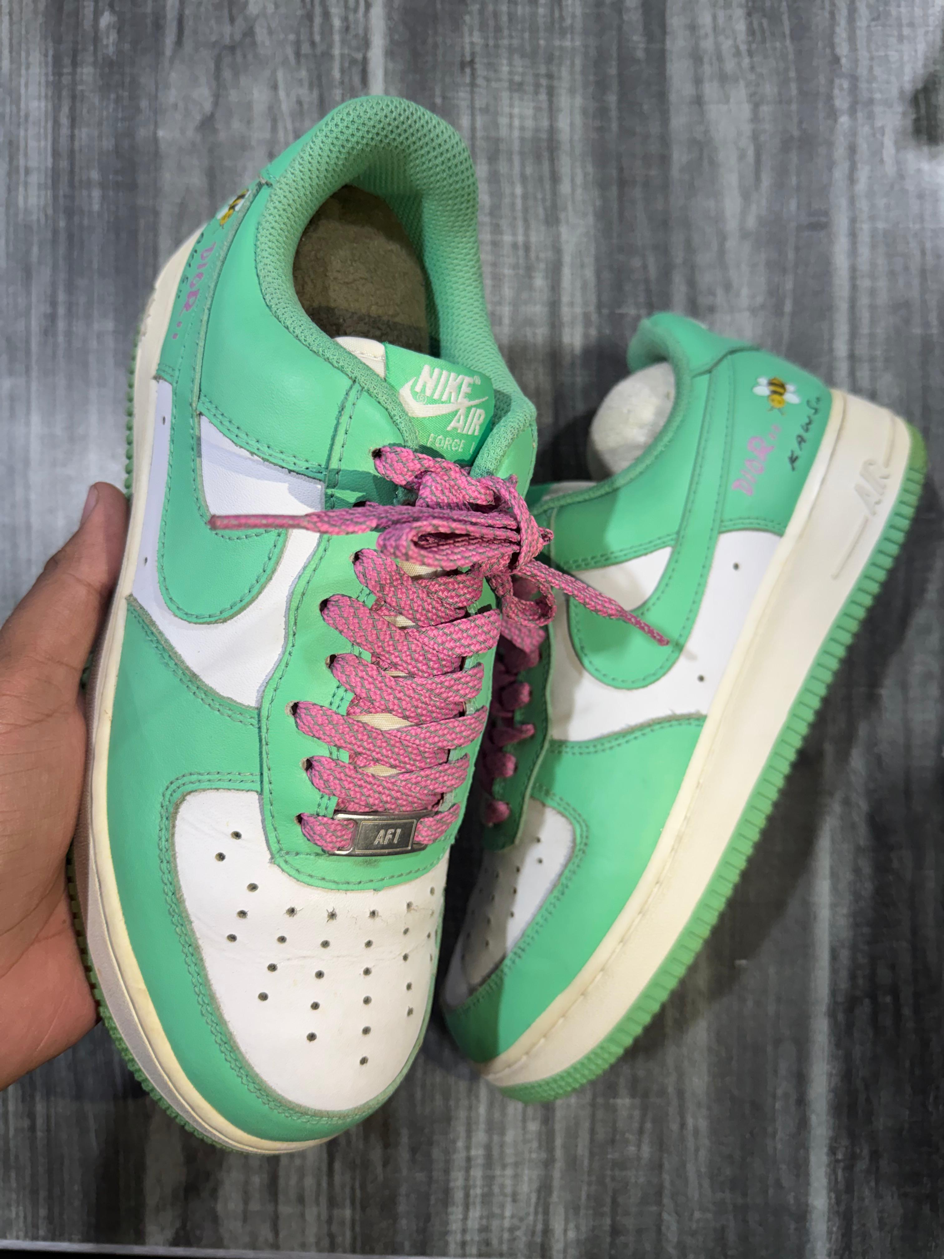 Air Jordan Low in a Pastel Green and Pink Colorway with Custom 'Dior' and 'Kaws' (Premium EUR 41)