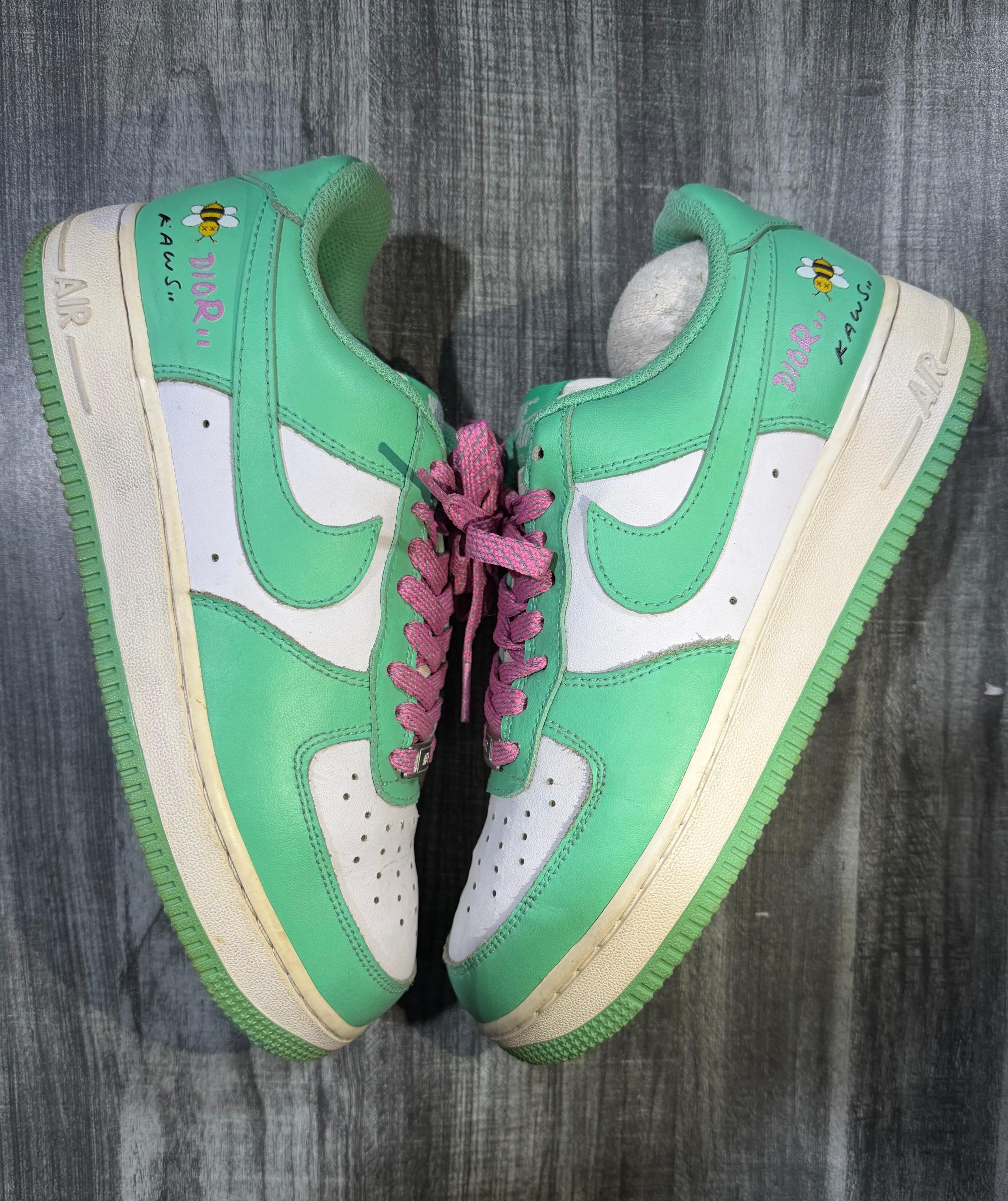 Air Jordan Low in a Pastel Green and Pink Colorway with Custom 'Dior' and 'Kaws' (Premium EUR 41)