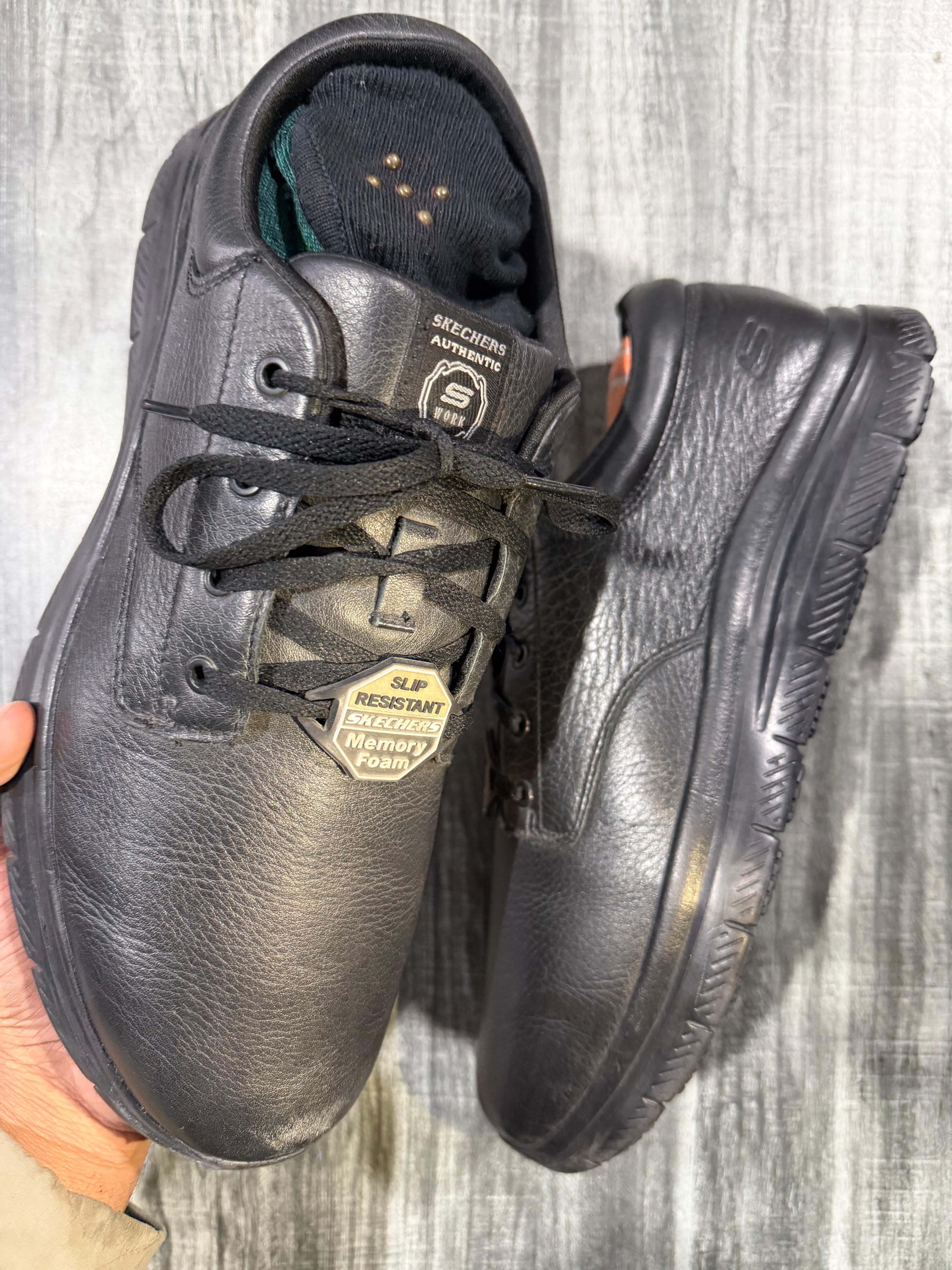 Black Leather Skechers Work Relaxed Fit(Premium EUR 46)